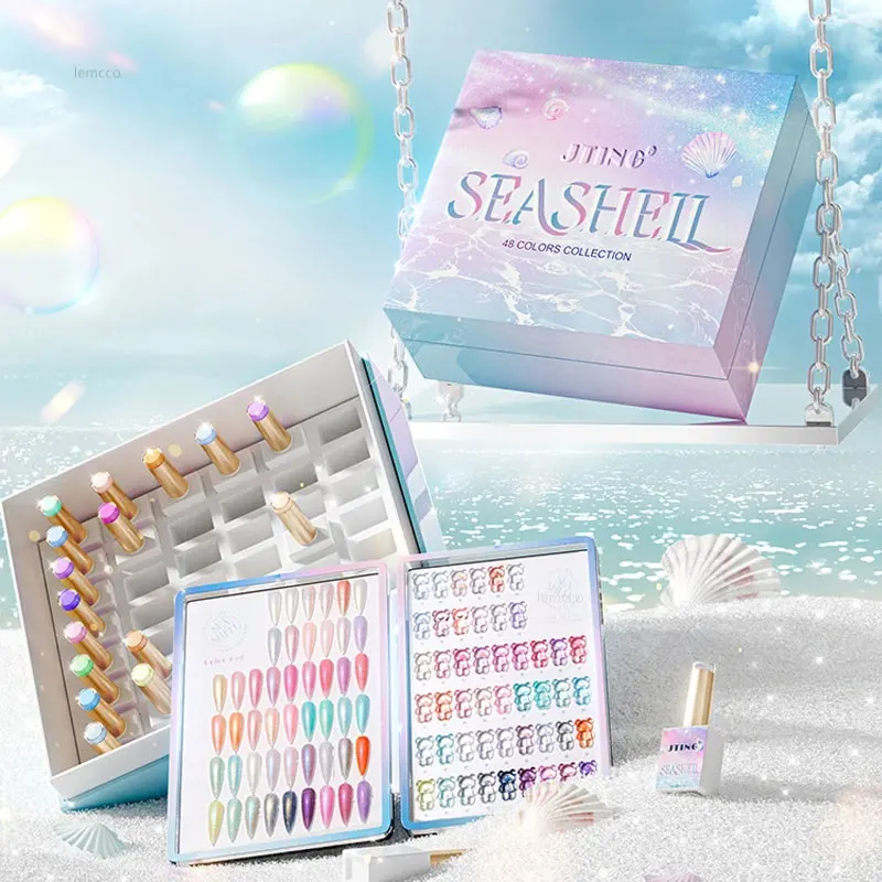 JTING Elegant Unicorn 48 Colors Seashell Gel Polish Collection Set  Free Color Book Dream Summer Colors Aurora Gel Nail Polish