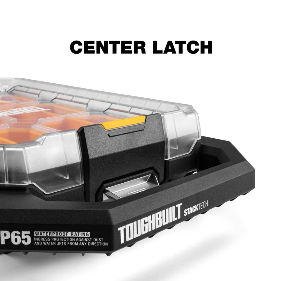 TOUGHBUILT StackTech Compact Low-Profile Organizer Small Size IP65 Waterproof Tool Box TB-B1-O-10C