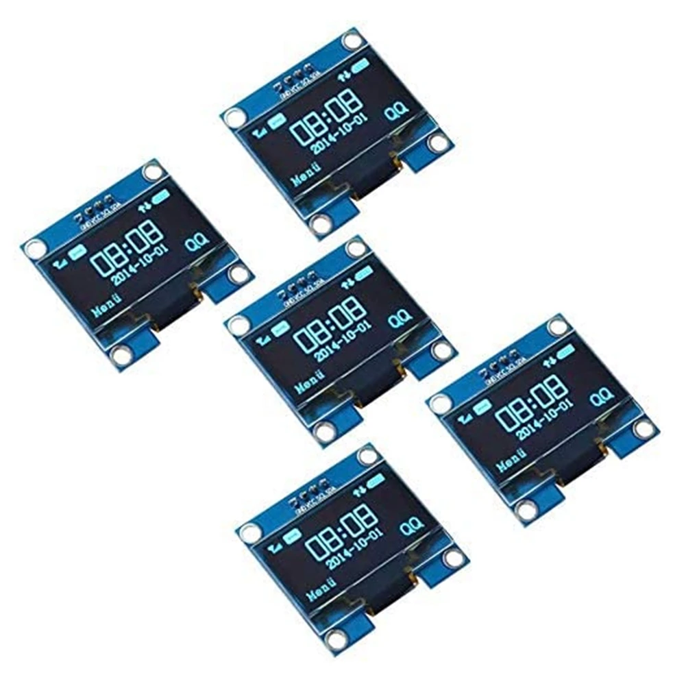 

5-дюймовый 4-контактный модуль I2C IIC связи 0,96x64 OLED, синий дисплей, 5 шт.