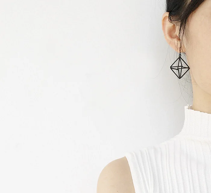 Europe and America Minimalist Punk Earrings Set for Women Geometric 3D Triangles Hollow Polygon Earrings Brincos Party Jewelry