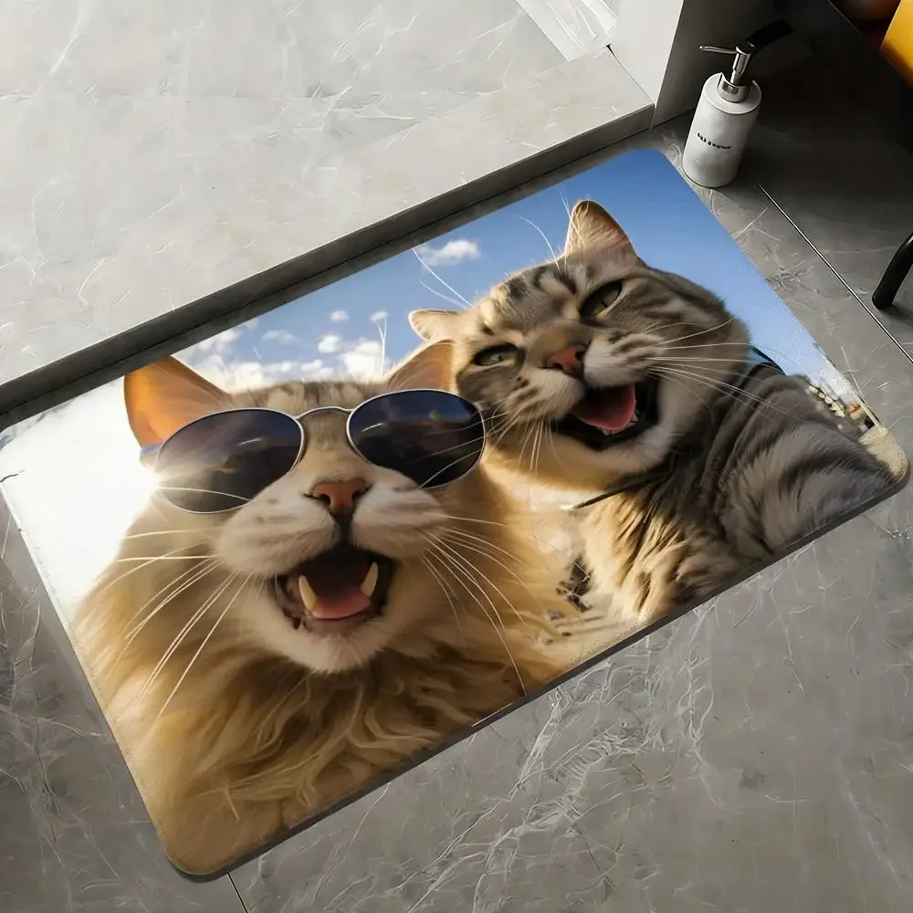 Kittens and Puppies 3D Optical Illusion Doormat Flat Non-slip and Easy Clean Perfect for Placing in Front of The Bathroom Door