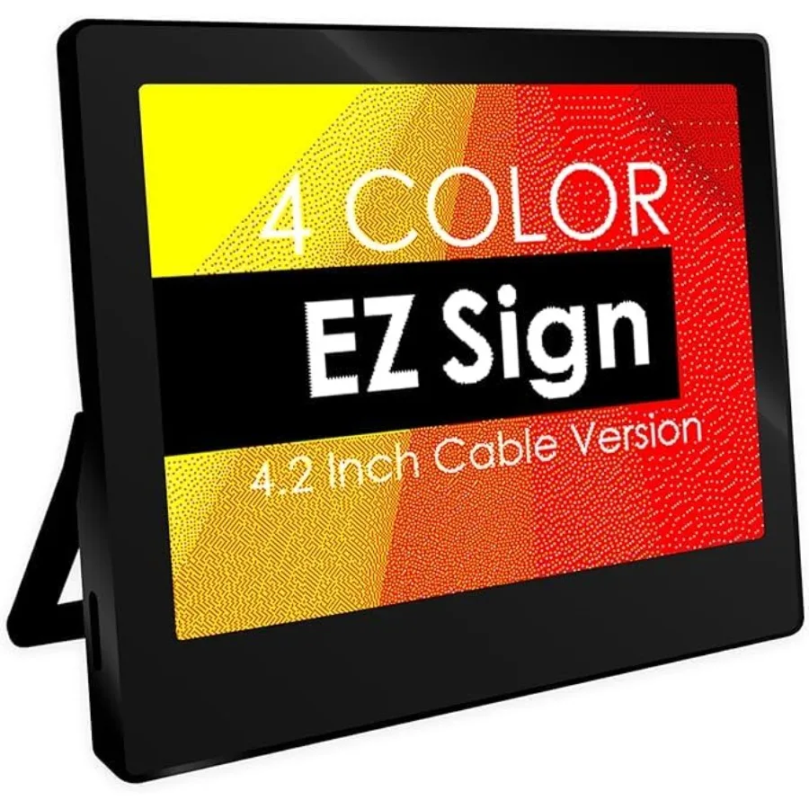 

EZ Sign 4.2-дюймовый 4-цветный проводной дисплей на электронной бумаге с USB-кабелем + приложение для Windows и подставкой, перезаписываемая и настраиваемая напольная вывеска для