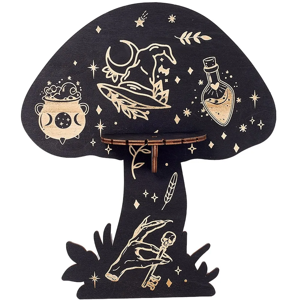 Mushroom Shelf Display Wall Shelf Floating Shelves Large Wood Dowsing Pendulum Holder Stand Witchy Stuff Storage for Hanging