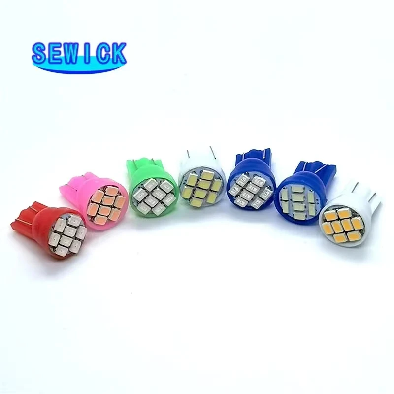 500Pcs T10 Non polar 8 SMD 1206 3020 194 168 LED Bulbs Wedge AC DC 12V Pinball Machine White Red Blue Green Yellow