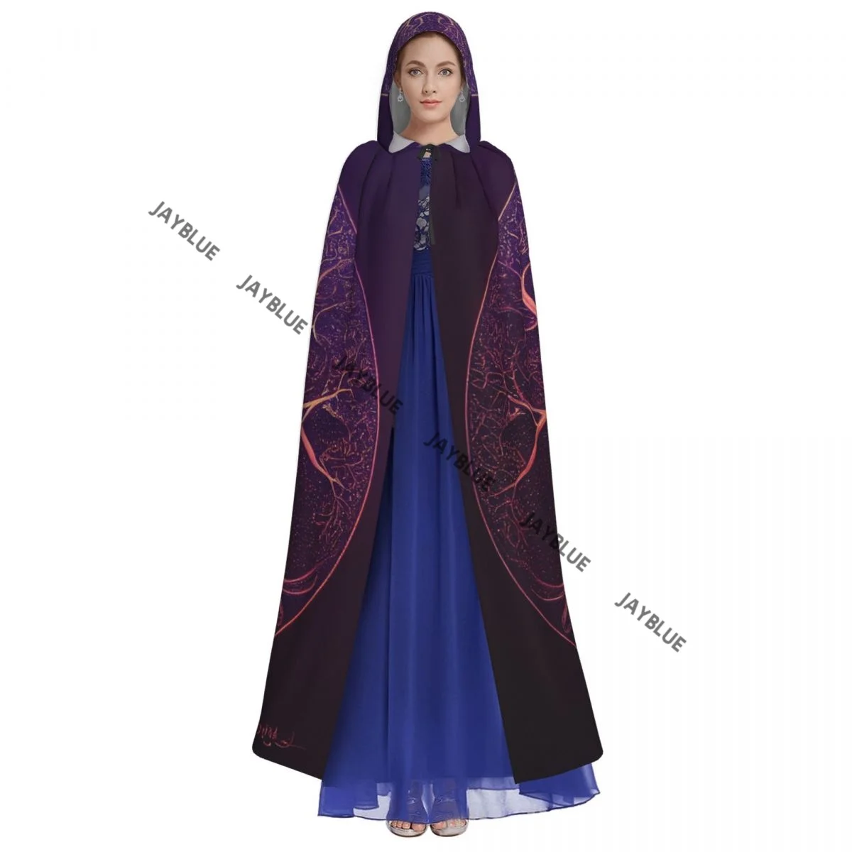 Hooded Cloak Unisex Cloak with Hood Tree Of Life Yggdrasil Cloak Vampire Witch Cape Cosplay Costume