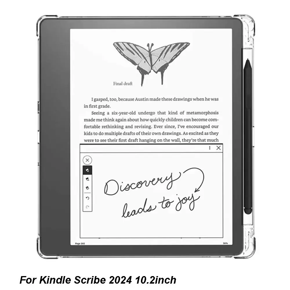 Custodia per e-reader da 10,2 pollici con slot per penna Custodia protettiva per airbag Custodia protettiva in TPU trasparente per Kindle Scribe 2nd 2024