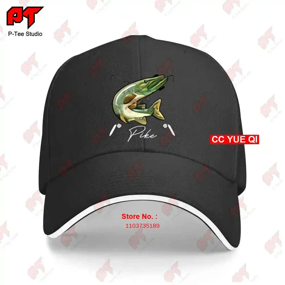 Fishing Fishermen Pike Jumping After Lure 2 Sides Baseball Caps Truck Cap AWLO