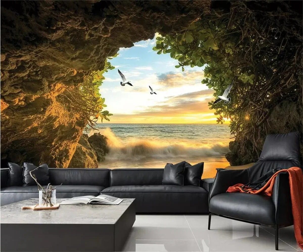 beibehang wall wallpaper 3d art background photography Ocean reef seagull hotel bedroom mural Custom painting for living room