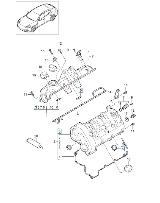 Anel de vedação da vela de ignição OEM, Porsche Cayenne 9PA1 92A Panamera 970, 4.8L 3.6L, 94810593702