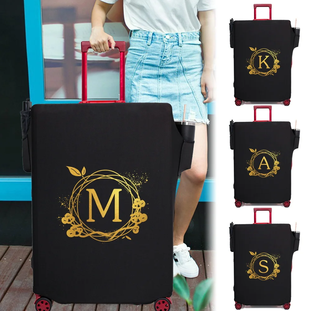 Luggage Compartment Protective Cover Black Wear Resistant Fabric Dust Cover for18-32Inch Travel Case Covers Wreath Letter Series