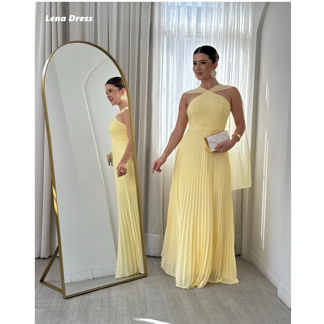 

Lena Chiffon Evening Dresses Woman Elegant Woman Party Dress Yellow Prom Gown Sleeveless Customized Shawl Luxury 2025 Dresses