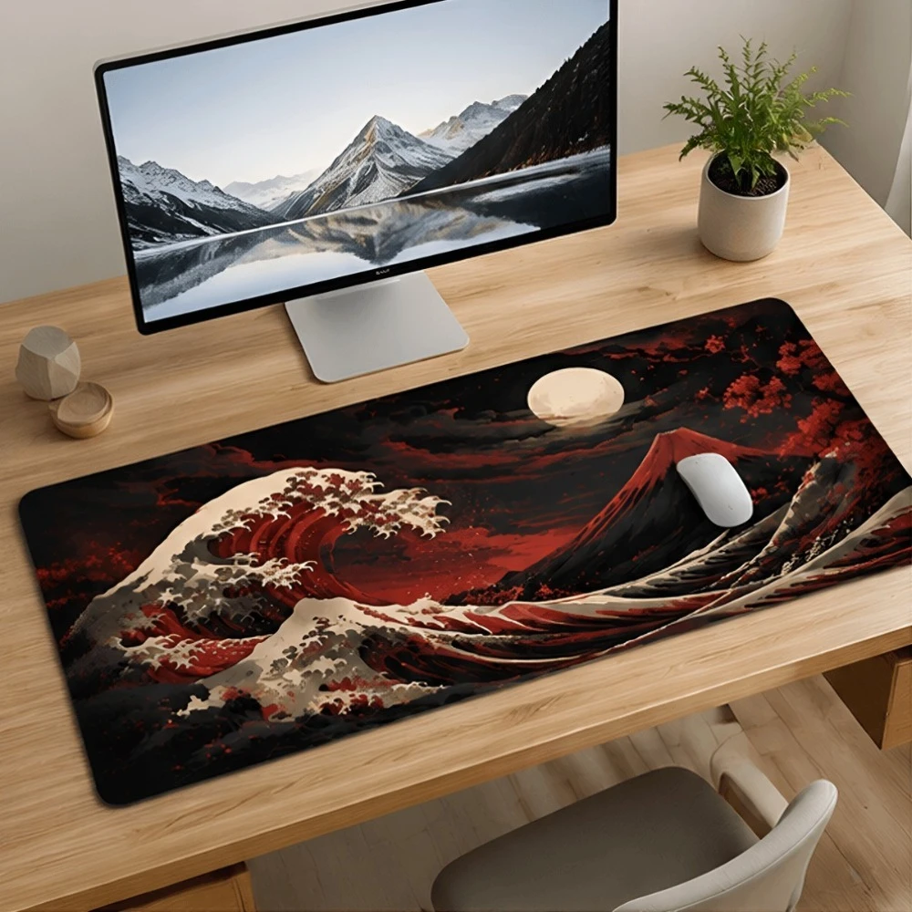 Original printed Japanese wave-style multi-functional simple table mat with anti-slip function for mouse pad tapis de souris