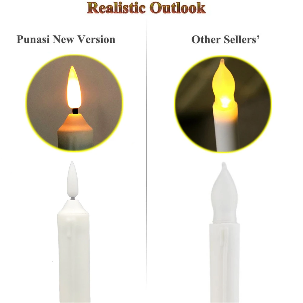 LED Flameless Taper Candles Battery Operated Simulation Flickering Candlesticks Electric Long Candles for Wedding Home Decor