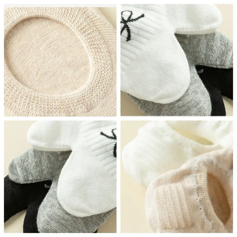 3 أزواج موضة قصيرة أنبوب اثنين تو قارب الجوارب غير مرئية المضادة للانزلاق الحلو القوس الجوارب الجوارب تنفس سبليت تو الكاحل الجوارب الصيف