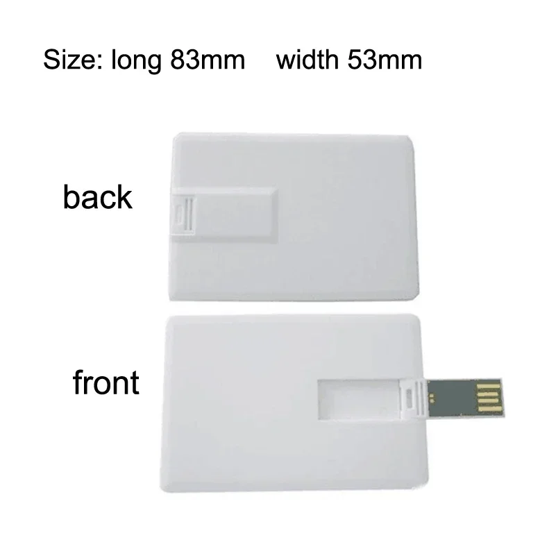 100pcs White credit card usb2.0 flash drive pen drive 4GB 8GB 16GB 32GB 64GB memory stick drives customize free logo pendrive