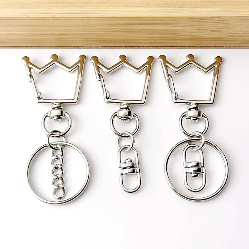 12-24 Pcs Round Keychains Swivel Clasps  Catapult Clasps Crown Keychains DIY Jewelry Toys Manufacturing Pendant Links Accessory