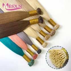 Mesxn I Tip Hair Extension Steil Europese Human Hair Extens 50 Strengen/Set Capsule Keratine Natuurlijke Fusie Menselijk Haar Extens
