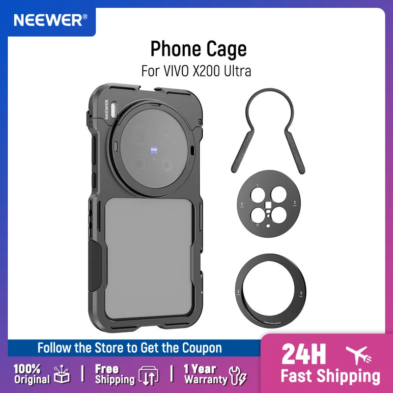 

NEEWER X200 Ultra Phone Cage Quick Release Video Rig Stabilizer with 67mm Filter Ring 17mm Lens Backplate Filter Wrench