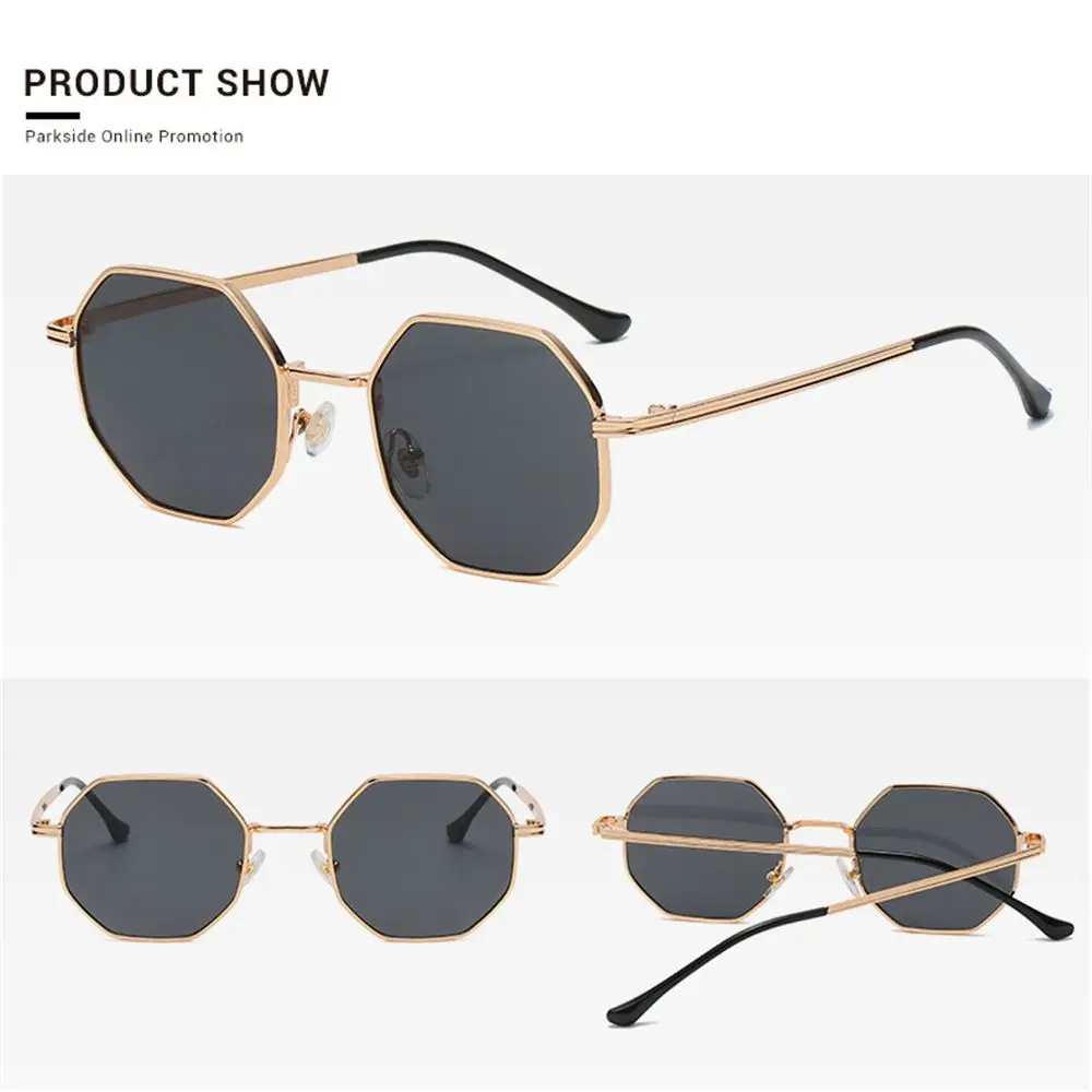 Retro Square Sunglasses for Men/Women Fashion Small Frame Polygon Sun Glasses Vintage Metal Sunglasses UV400 Protection Eyeglass