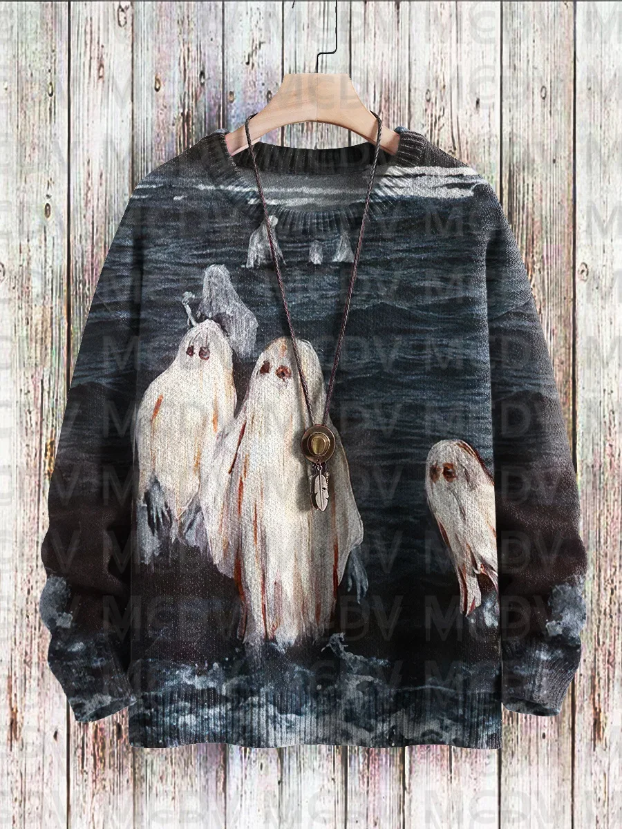 

Halloween Witch Vintage Art Vibe Print Sweater Men's For Women's Pullover