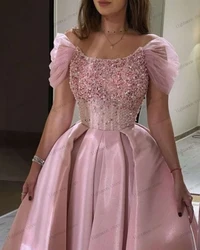 Vintage Prom Dress Princess Evening Dresses Graceful A-Line Ball Gowns Sequin Appliques Short Puff Sleeves 2024 Vestidos De Gala