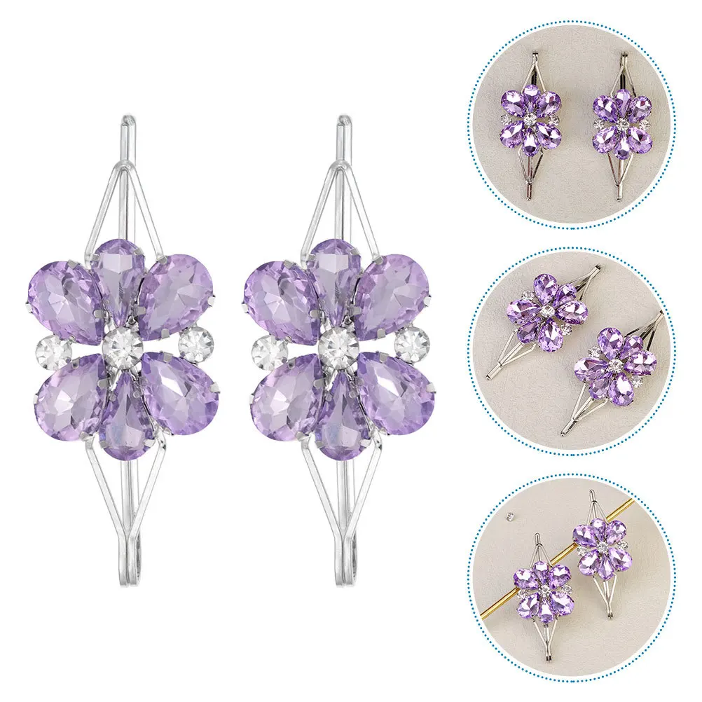 

2 pcs Clips For Women Rhinestone Crystal Barrette Metal Glass Bangs Hair Accessories Small Bridal Hairpin Wedding Party Prom