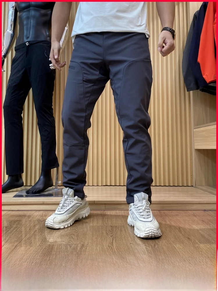 

High-End Men's Outdoor Sports Fce-Lined Casual Pants Elastic Windproof Autumn Winter Straight Leg Pants Warm Trousers