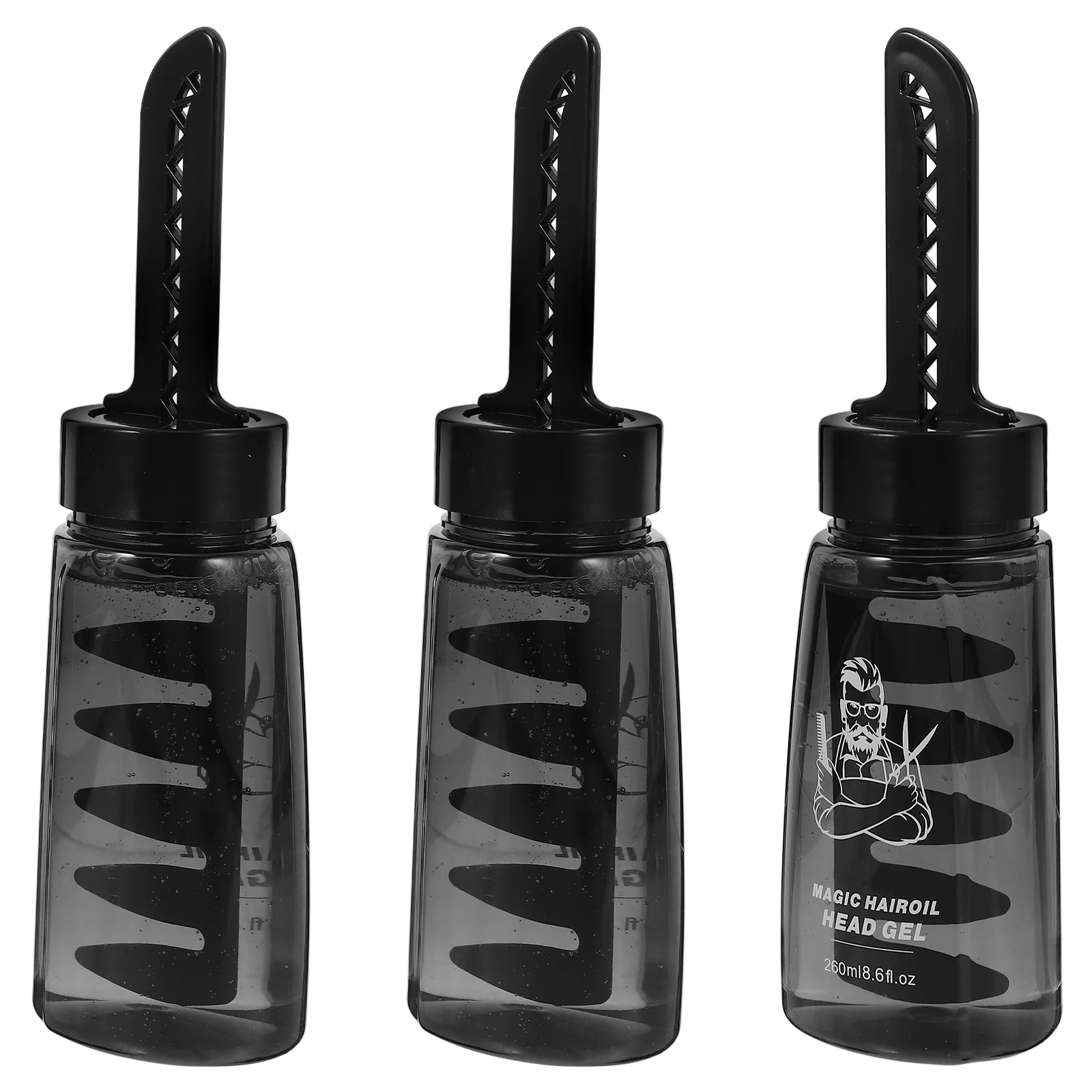 

3Pcs Hair Styling Gel Applicator Bottle with Comb Refillable Wax Gel Container for Easy Hair Oiling Lightweight Portable Design