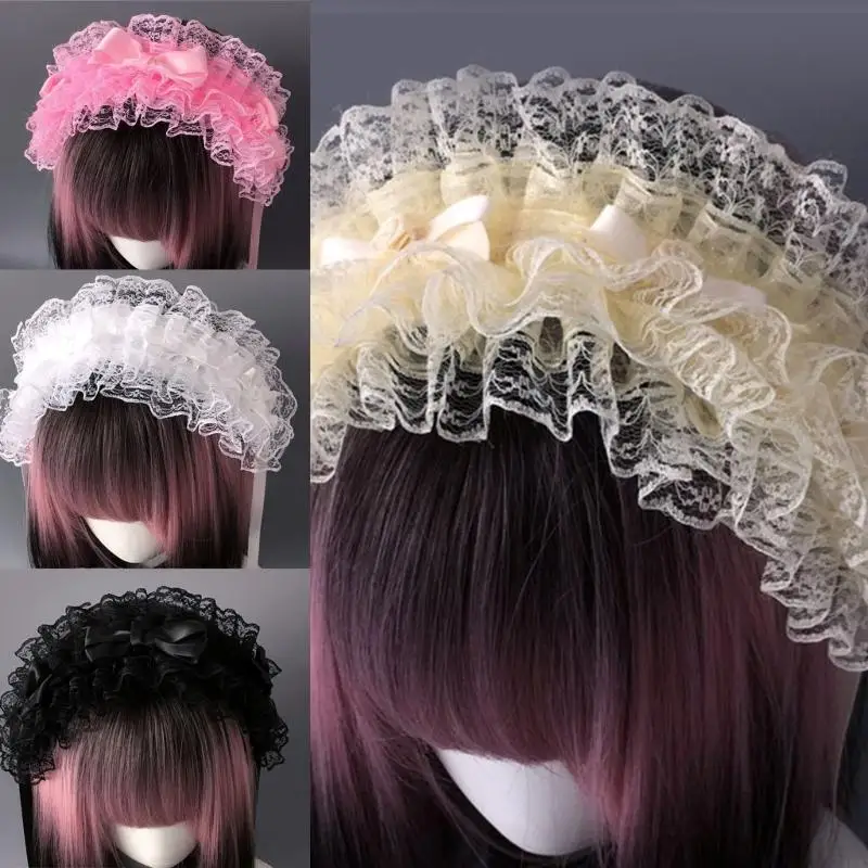 49MC Soft Comfortable Lace Headbands Gothicism Styles Headpiece Elegant Hairband for Commuting Dates and Celebrations