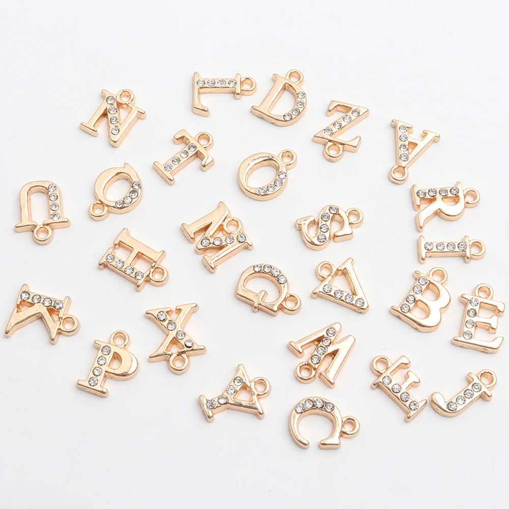 26pcs KC Rhinestone Alphabet Pendants Letter Charm For Jewelry Making DIY Earring Necklace Bracelet Pendant Handmade Accessories