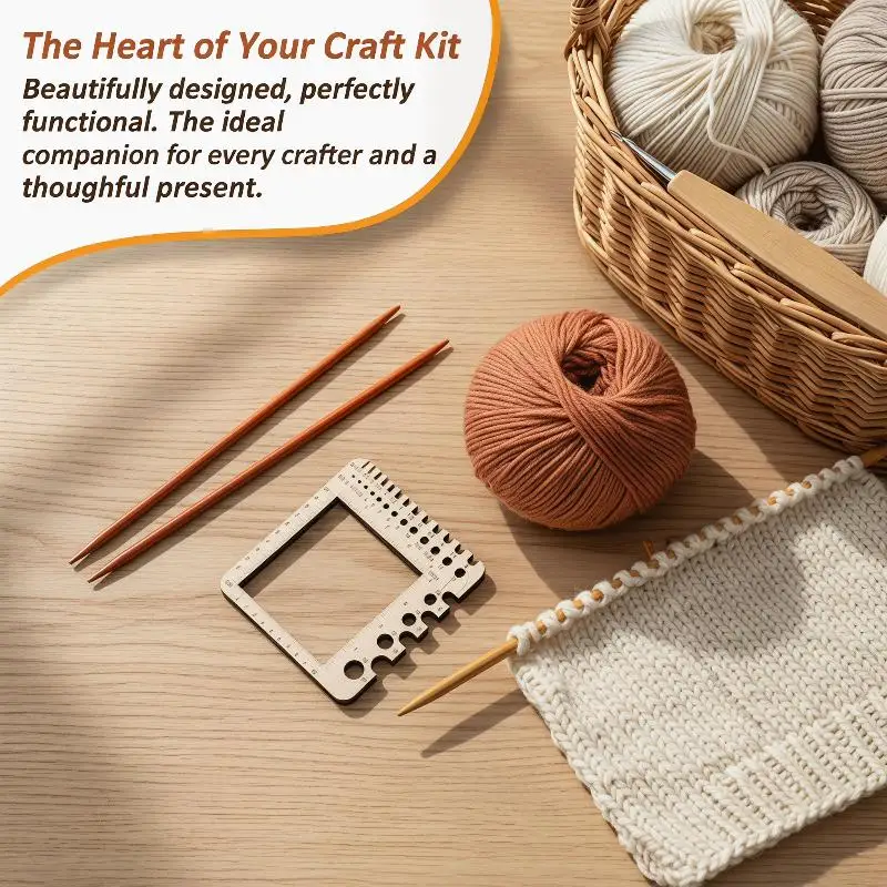 

Innovative Wooden Sock Ruler for Knitting and Crochet with Hook Gauge for Precise Size Measurement