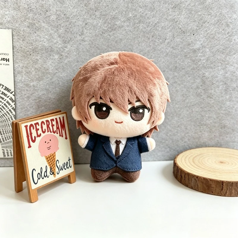 Death Note Yagami Light Mini Plush Keychain Brown Hair Suit Chibi Doll Soft Stuffed Pendant Gift for Classic Anime Manga Fans