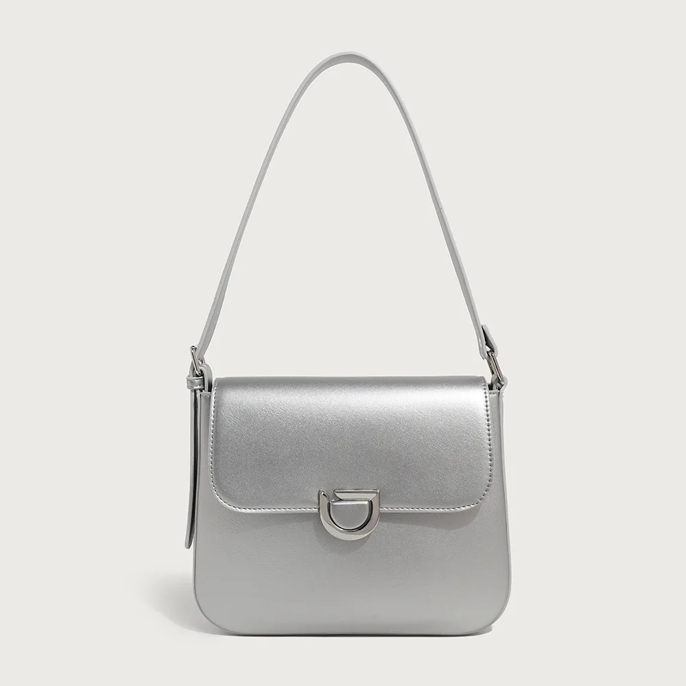 YANATARI silvery underarm Genuine leather handbags women vintage shoulder bag female luxury bags womens high quality 2024