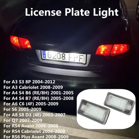 White Error Free LED Car License Plate Light Bulbs Accessories For AUDI A4 S4 B6 B7 A3 8P S3 A6 C6 4F S6 RS4 RS6 A8 S8 D3 4E Q7