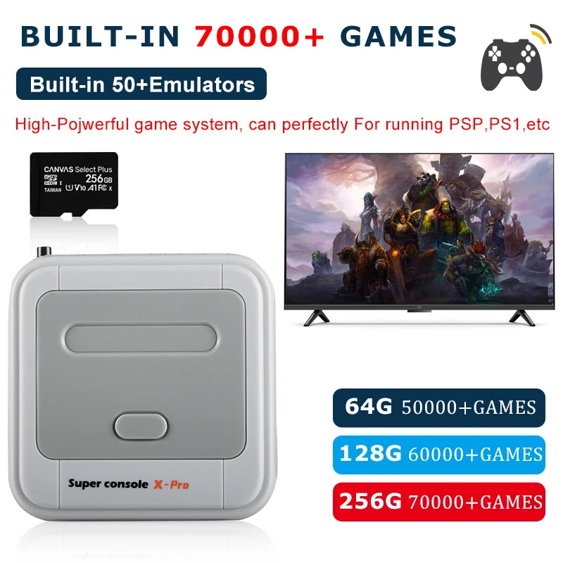 HEYNOW Amlogic S905X WiFi 4K HD Super Console X Pro 50+ Emulator 70000+ Games Retro Mini TV Box Video Game Player For PS1/N64/DC