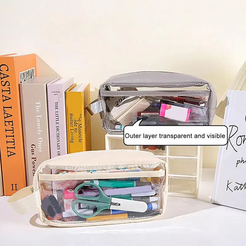 Transparent Pencil Case Large Capacity Pencil Pouch School Supplies Pen Case School Pencil Cases Stationery Pencilcase