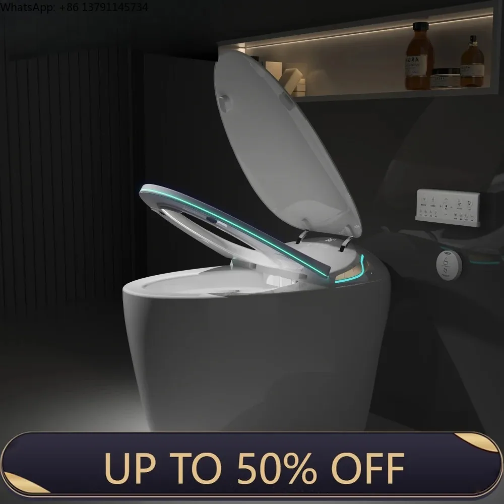 Intelligent One Piece Smart Toilet Built-in Bidet Auto Open Close Seat Foot Sensor Modern Bathroom