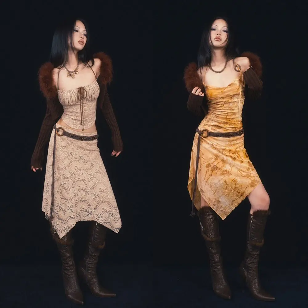 مضفر الخصر سلسلة المرأة تنوعا حزام ملابس العرقية نمط التعادل الخصر حبل الشرير Y2k التوابل الفتيات الشارع الشهير الدانتيل متابعة حزام