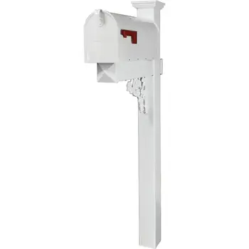 Classic White Vinyl Mailbox System with Traditional Style and Post Included