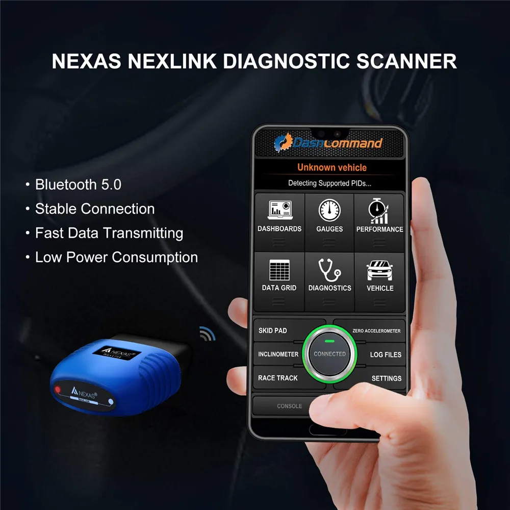 NEXAS Escáner de Diagnóstico para Motocicleta, Herramienta OBD2 y EOBD para iOS, Android y Windows, Lector de Códigos de Averías, Dispositivo con