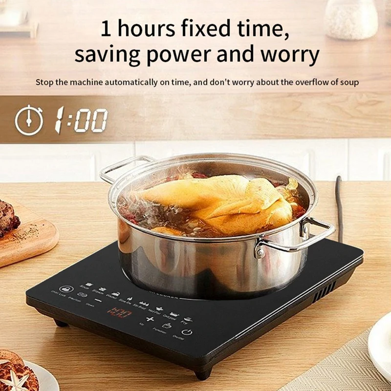 Portable Induction Cooktop 8Temp Touch Burner Cooker Countertop Burner Induction Hotplate Low Noise 2200W Sensor