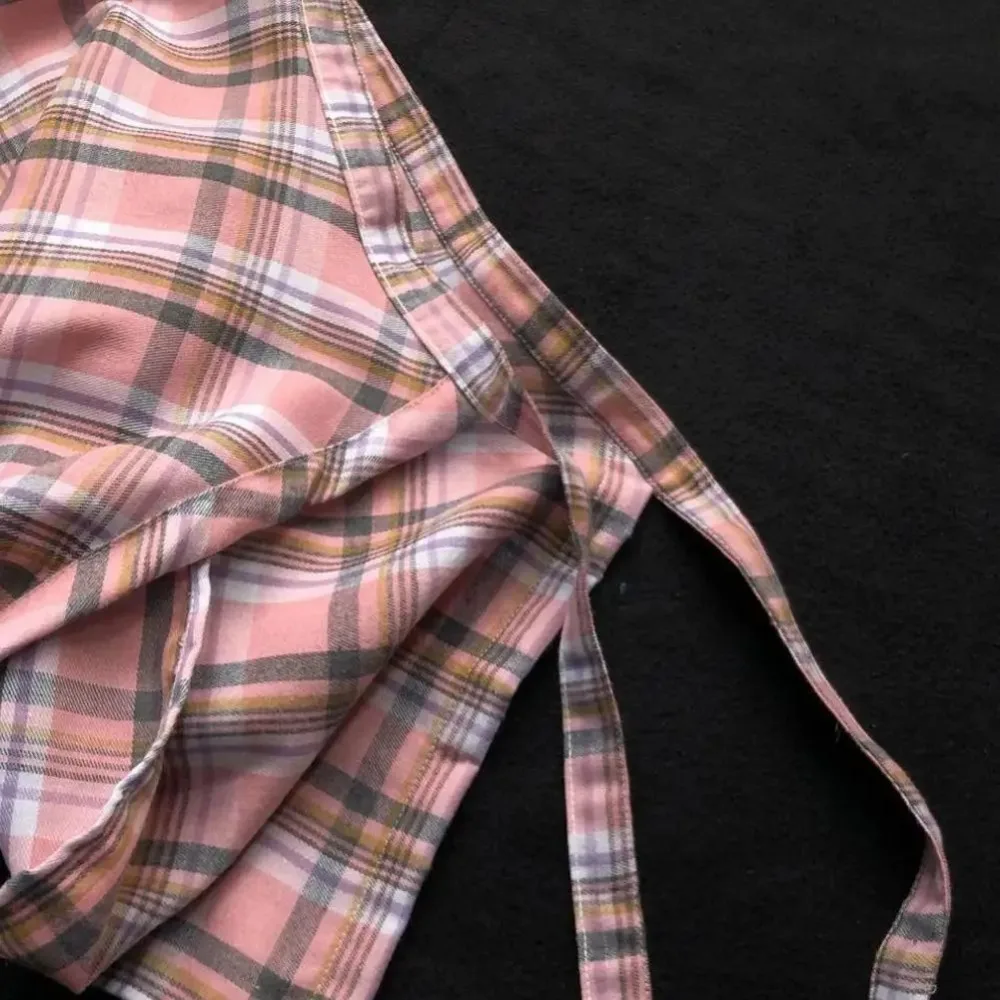 

Retro Elastic Women Plaid Skirt Bow-knot Irregular Waist Shirt Blue White Lattice Mini a-line Shortskirt Girls Streetwear