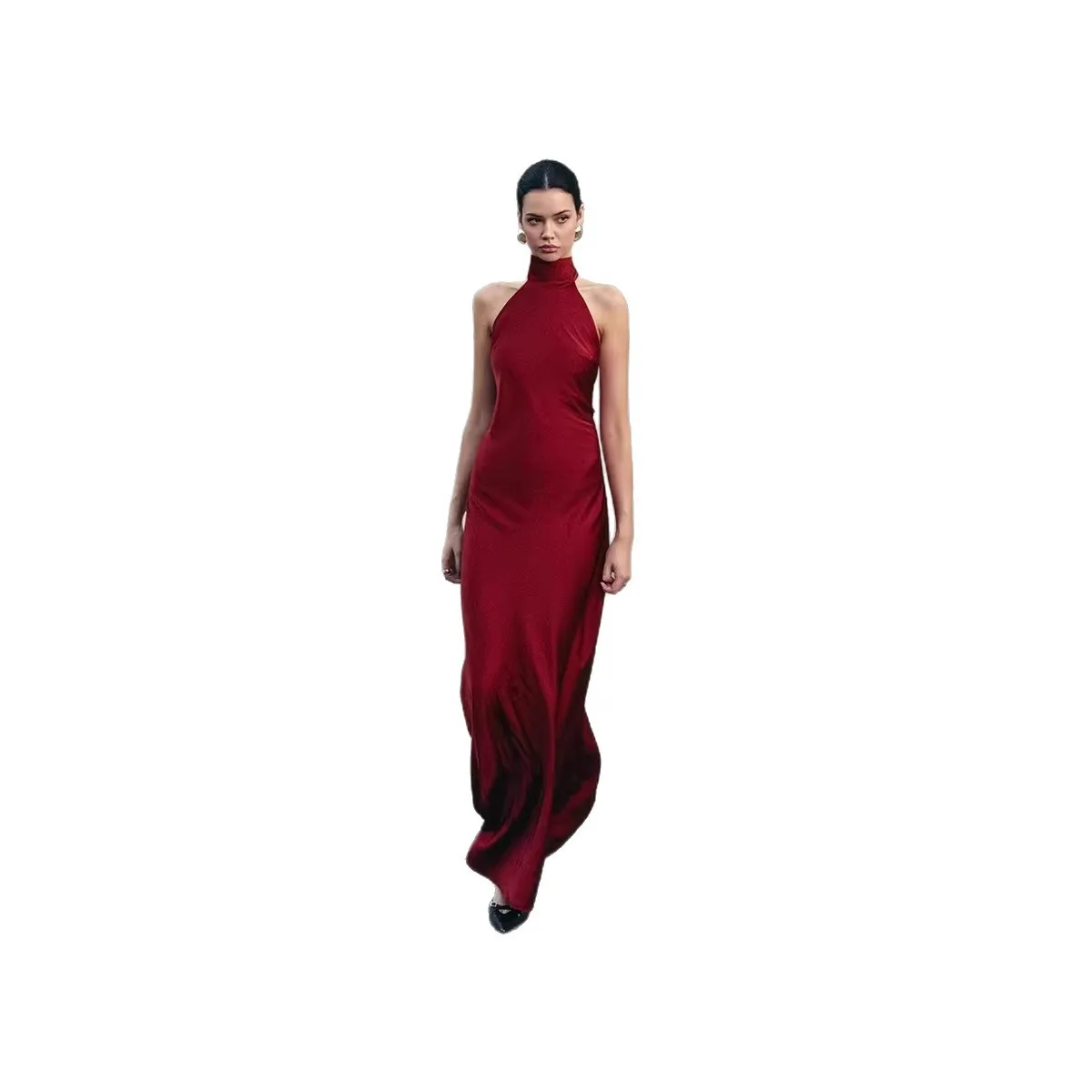 Backless Open Back Dress Straight Cut Elegant Mermaid Silhouette Low Waist Party Dress for Women with Vintage Date Travel Autumn