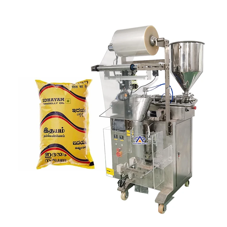 ATM-320L Mini Vertical Plastic Bag Filling Salad Ketchup Oil Food Pouch Mechanical Automatic Sealer Sealing Packing Machine