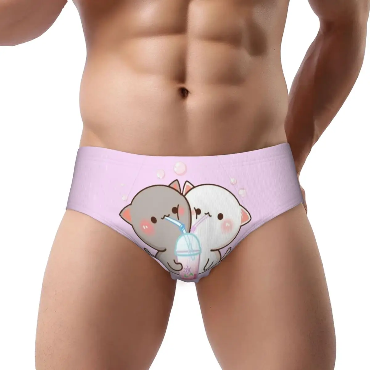 Custom Mens Couple Mochi Cat Peach And Goma Men Brief Panties Male Stretch Underwear Underpants