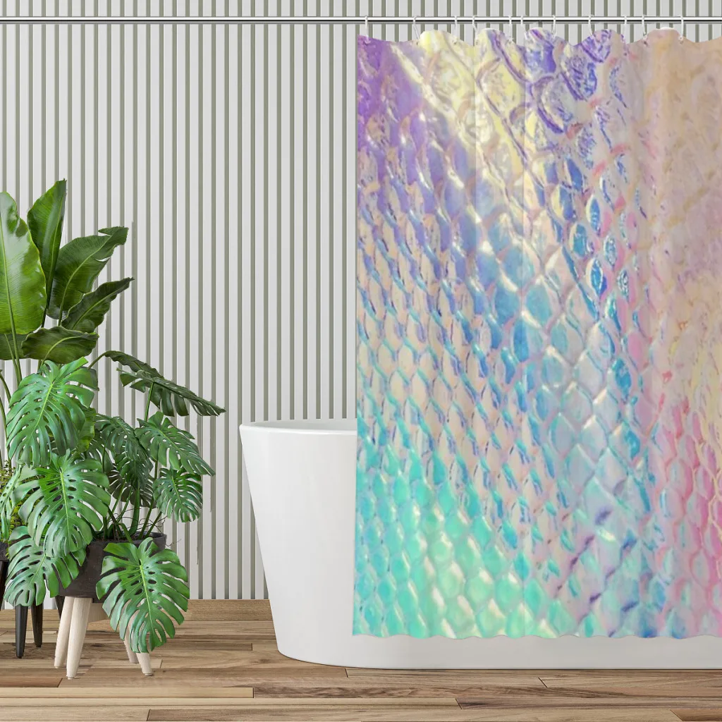 Shower curtain Bathroom  Iridescent Scales decor Modern household Curtain Festival gift