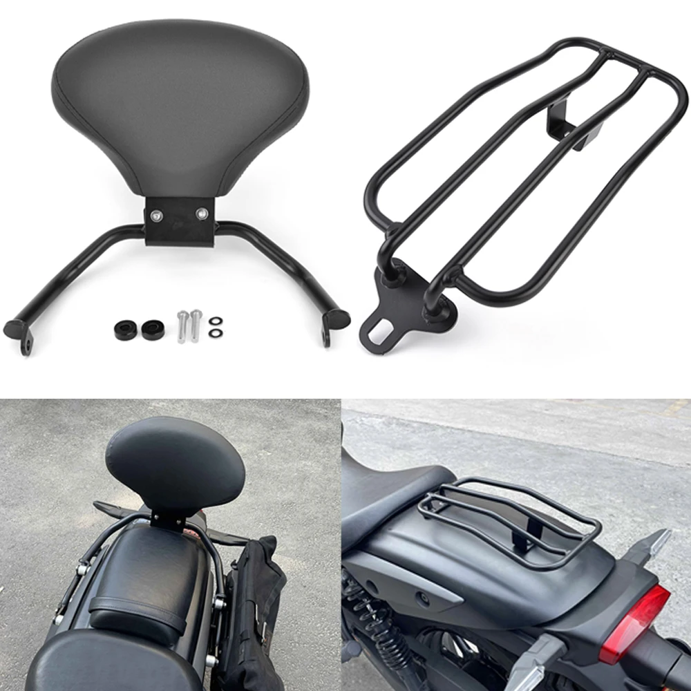 

For Kawasaki Eliminator 500 2024 2025 Motorcycle Rear Passenger Detachable Backrest Sissy Bar W/ Cushion Pad / Rear Luggage Rack