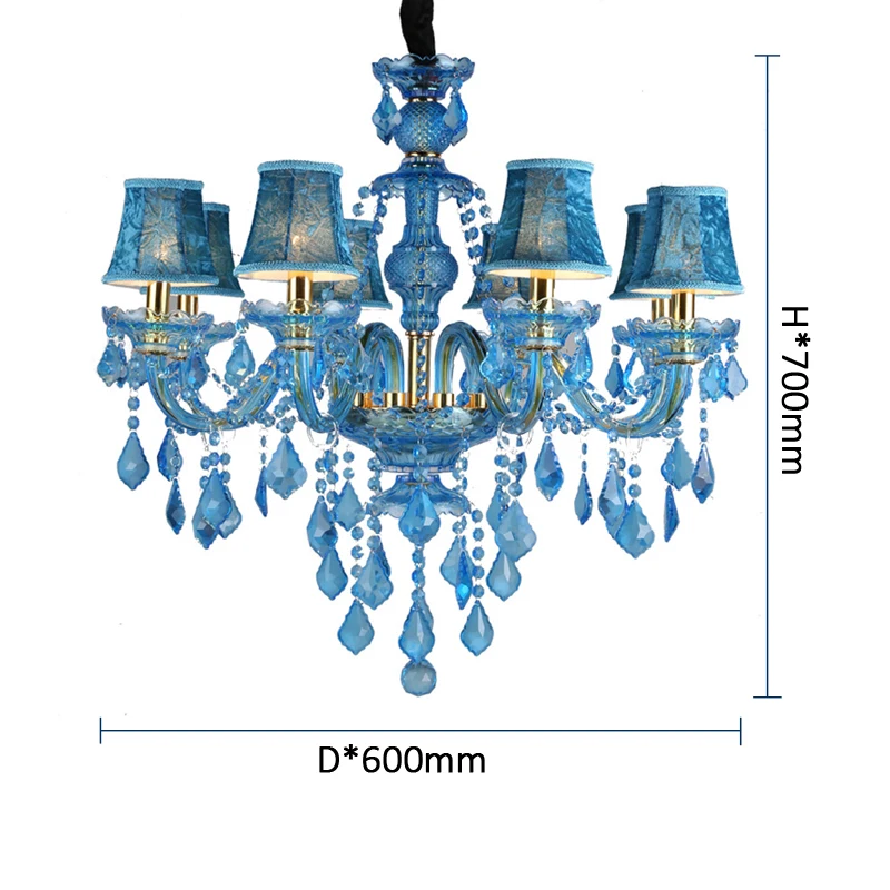 Modern Blue Wedding Hall Branch Chandelier 6 Head Cold Color Bedroom Droplight Home Stay Mediterranean Theme Room Pendent Lamp