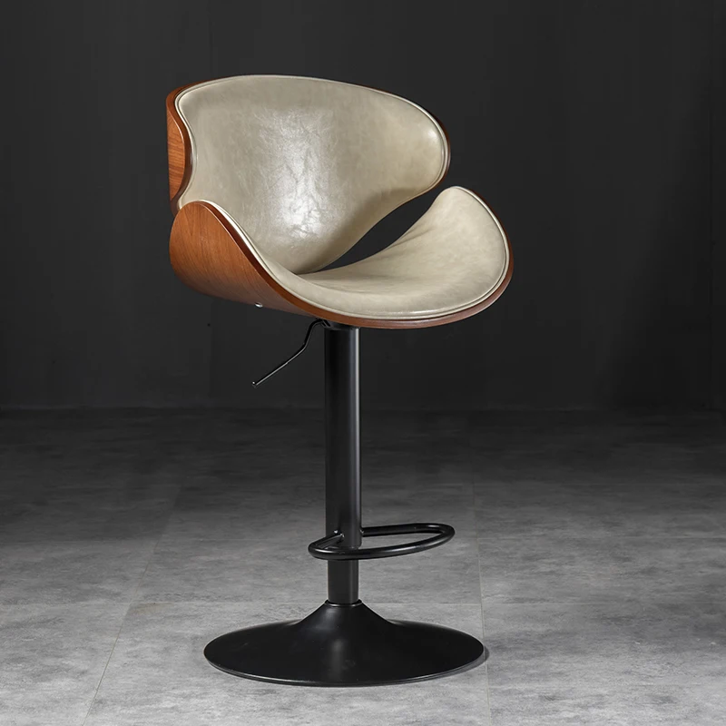 European Style Bar Stool Lift Swivel High Feet Bar Chairs Wooden Backrest Front Desk Chair Conference Room Reception High Stools