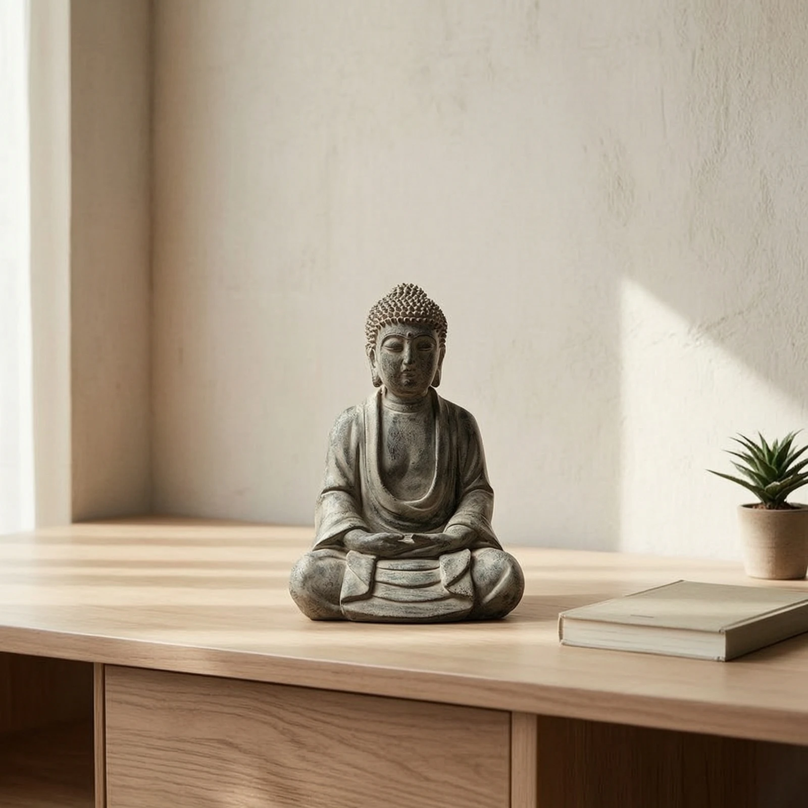 Seated Buddha Statue Zen Buddha Statue Serene Indoor for Meditation Practitioners, Tea Room, Office Desk